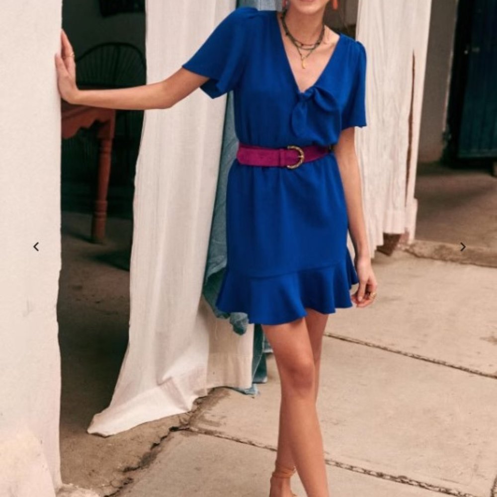 Sezane electric blue gigi mini dress, size 40 (US size 8)